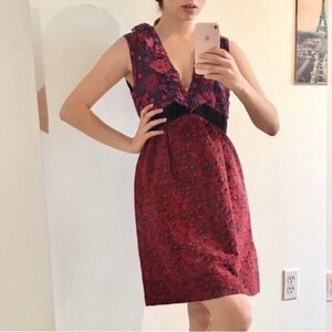 Anna Sui Lace Jacquard V Neck Sleeves Dress SZ 2